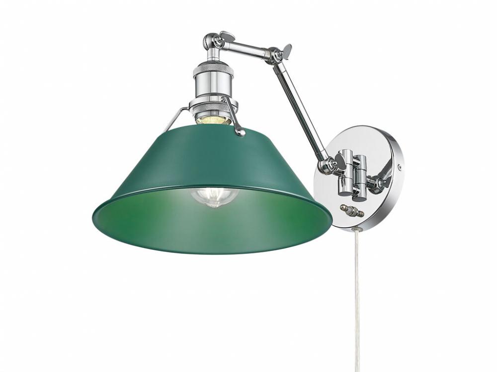 Orwell Articulating Wall Sconce in Chrome with Pine Green