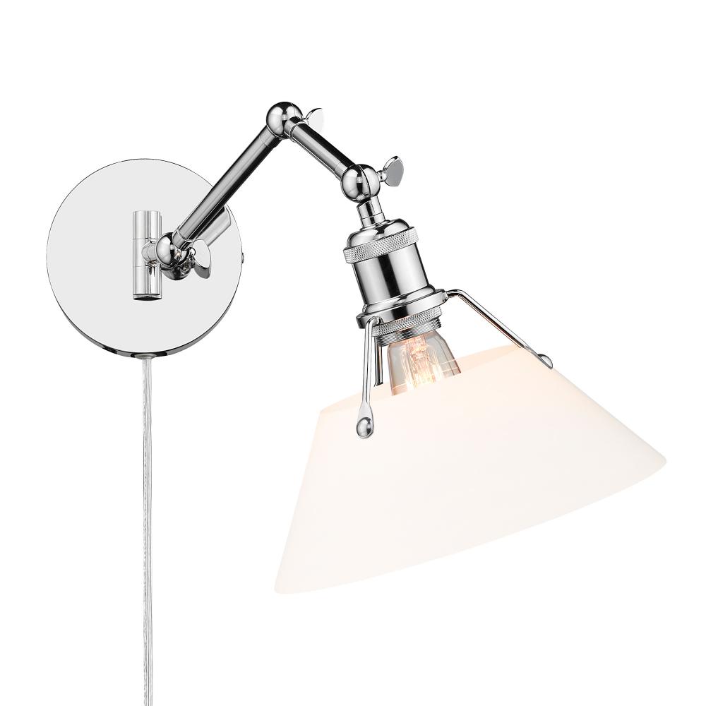 Orwell Articulating Wall Sconce in Chrome with Opal Glass