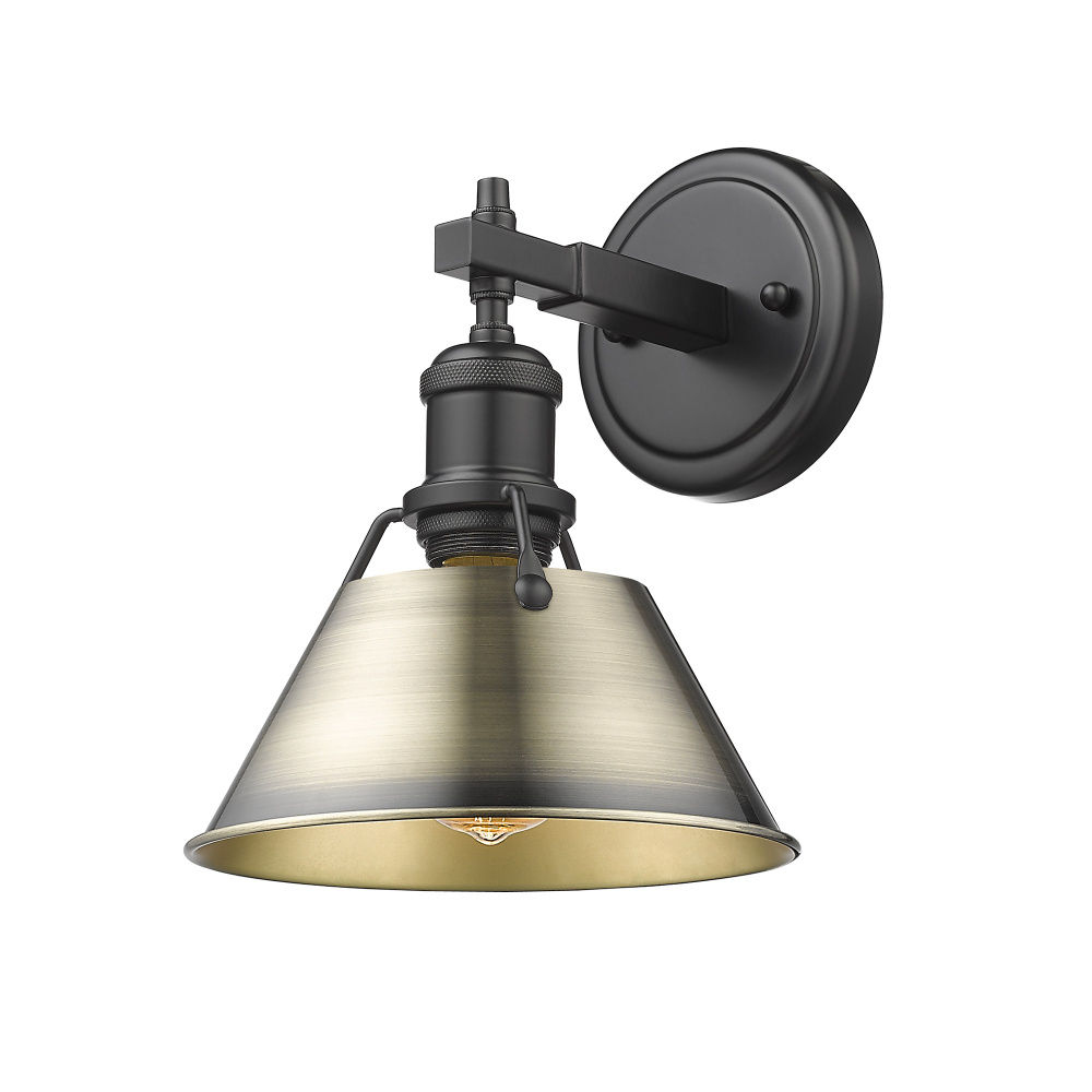Yep by Golden Lighting Orwell 1-light Vanity in Matte Black and Aged Brass shade