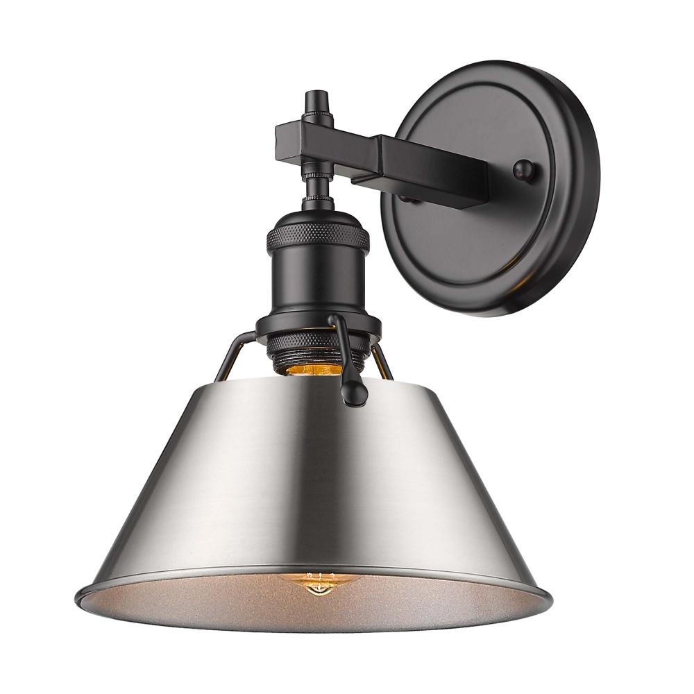 Yep by Golden Lighting Orwell 1-light Vanity in Matte Black and Pewter shade