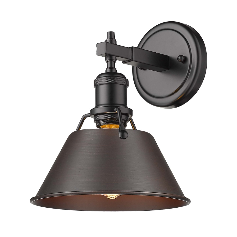 Yep by Golden Lighting Orwell 1-light Vanity in Matte Black and Rubbed Bronze shade