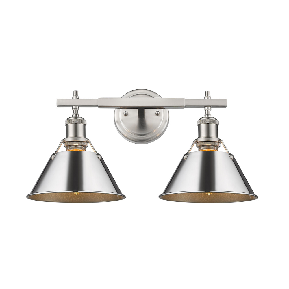 Yep by Golden Lighting Orwell 2-light Vanity in Pewter and Chrome shade