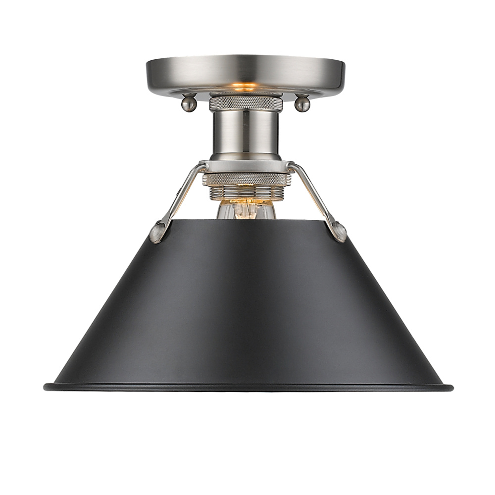 Yep by Golden Lighting Orwell 1-light Flush Mount in Pewter and Matte Black shade