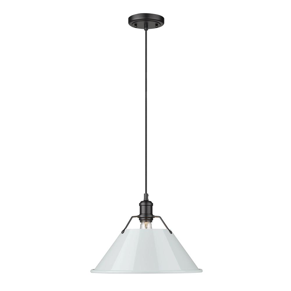 Orwell 14" Wide Large Pendant in Matte Black with Dusky Blue