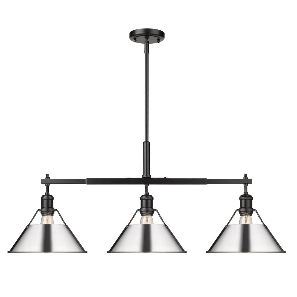 Orwell 3-Light Linear Pendant in Matte Black with Chrome