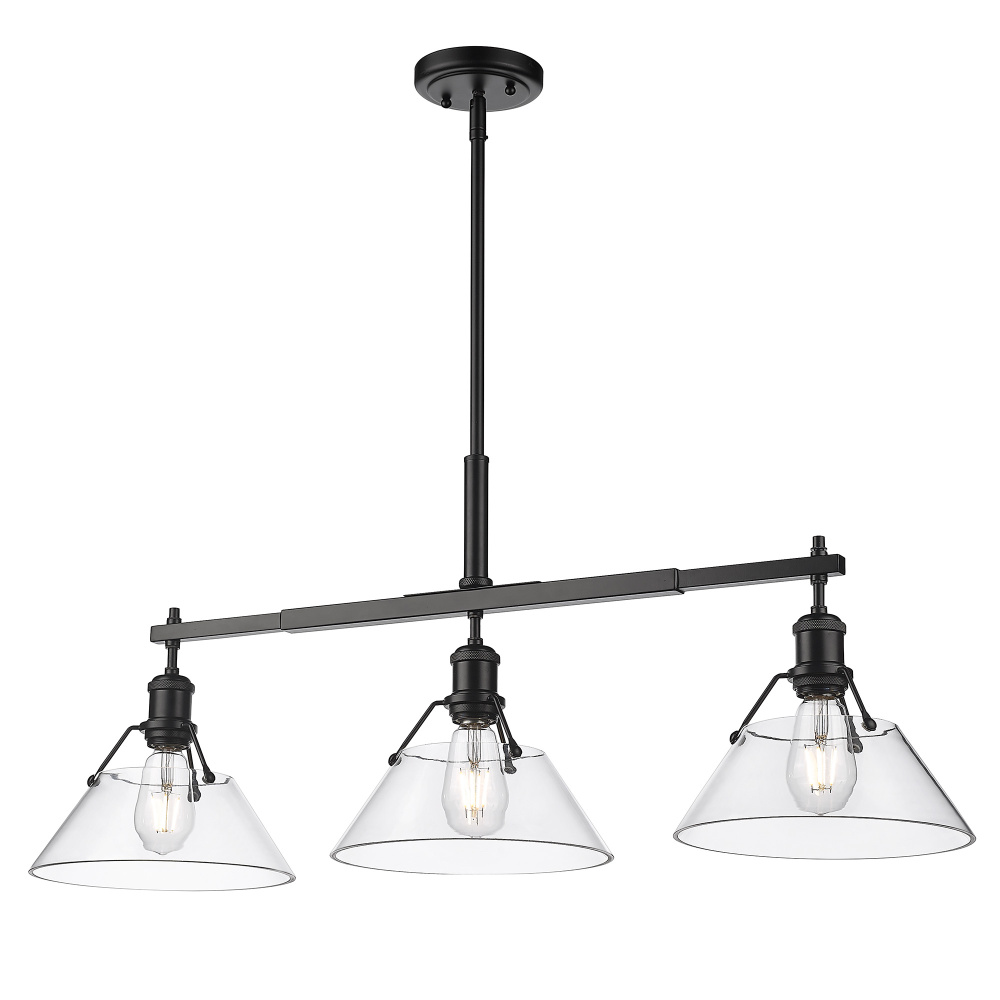 Yep by Golden Lighting Orwell 3-light Island Light in Matte Black and Clear Glass