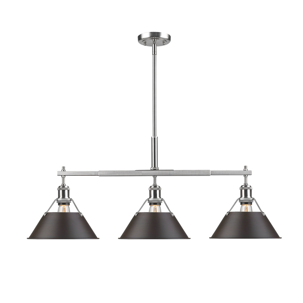 Yep by Golden Lighting Orwell 3-light Island Light in Pewter and Rubbed Bronze shade