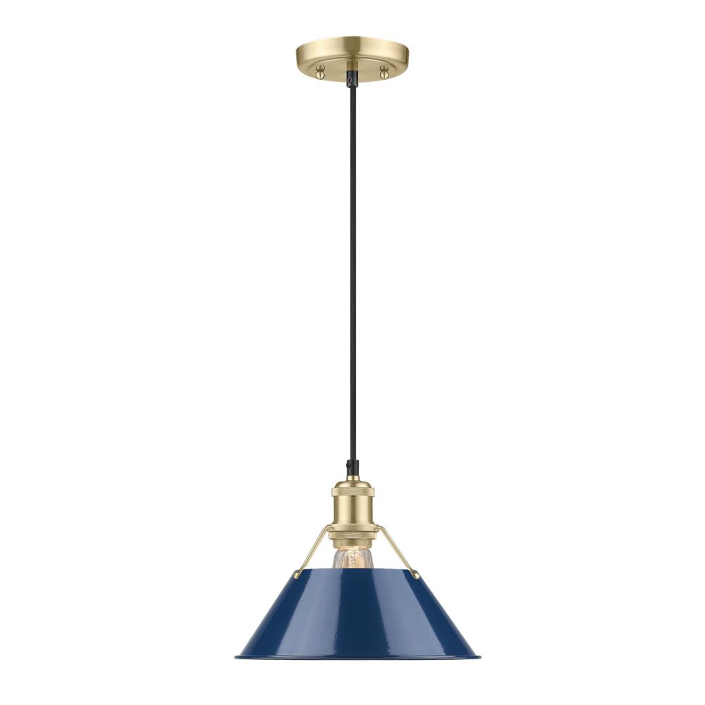 Orwell 10" Wide Medium Pendant in Brushed Champagne Bronze with Matte Navy