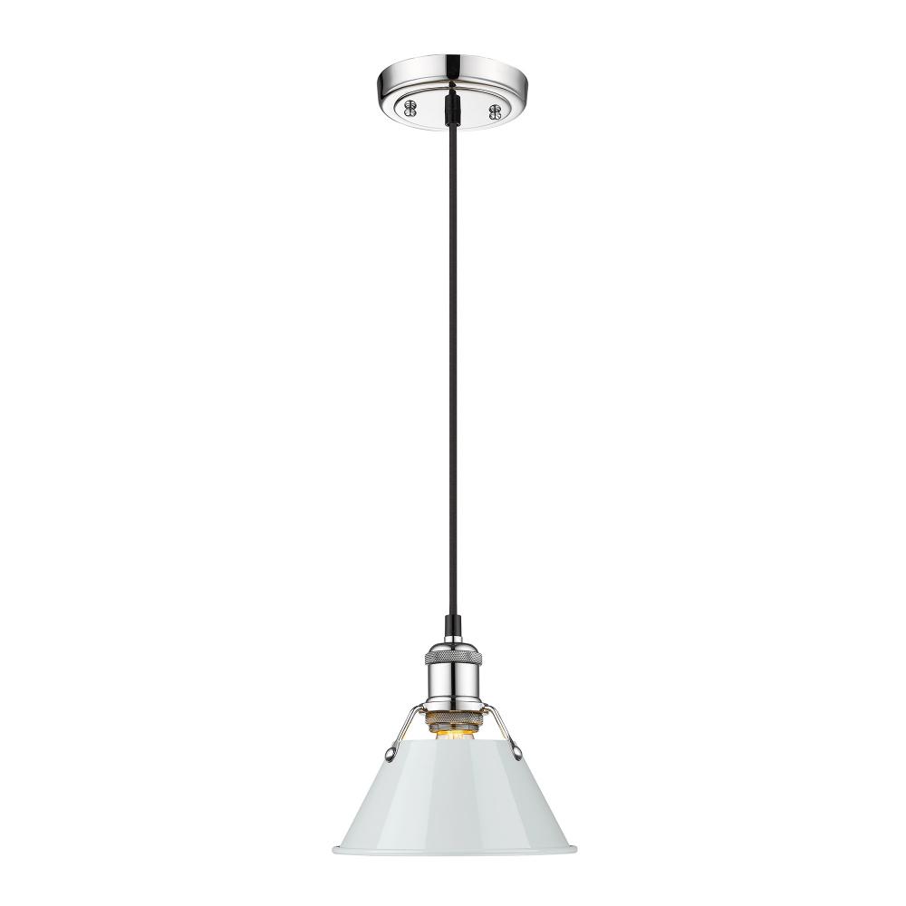 Orwell 7.5" Wide Small Pendant in Chrome with Dusky Blue