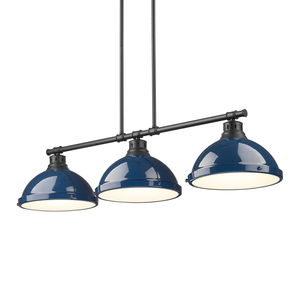 Yep by Golden Lighting Duncan 3-light Island Light in Matte Black and Navy Blue shade