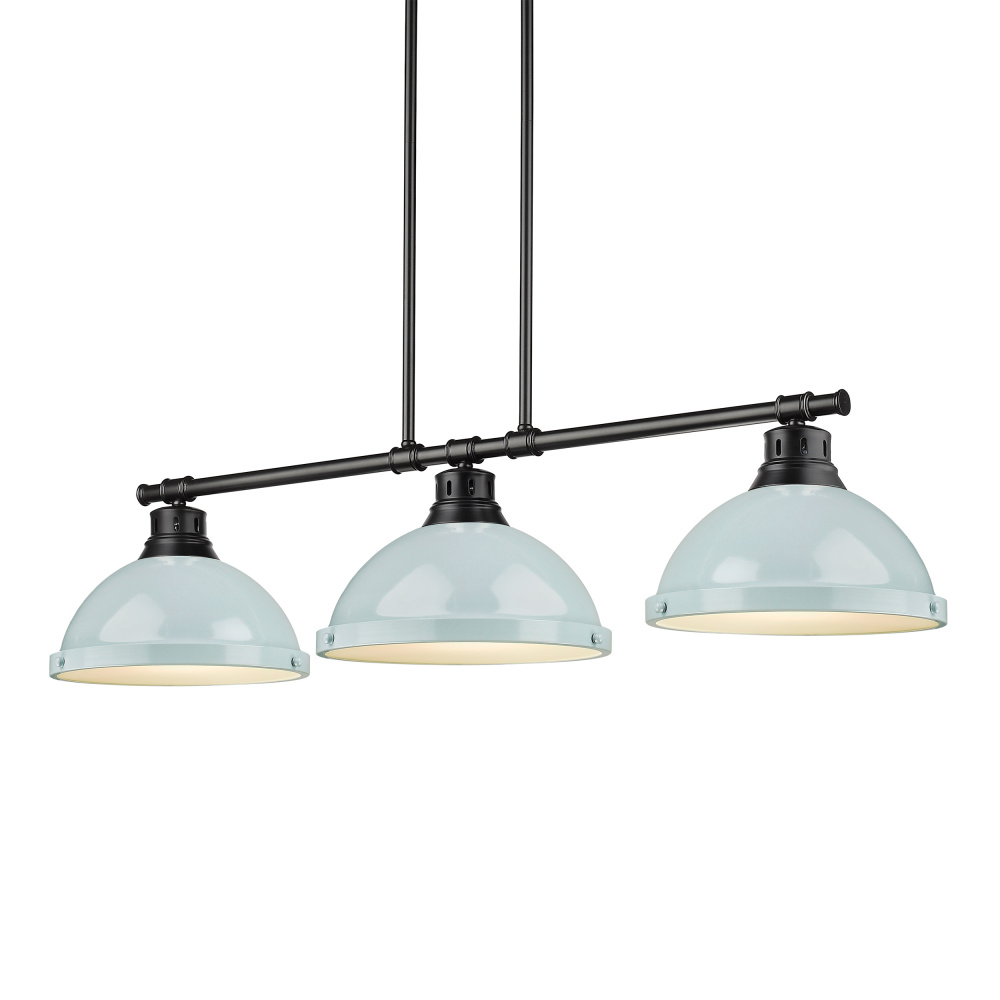Yep by Golden Lighting Duncan 3-light Island Light in Matte Black and Seafoam shade