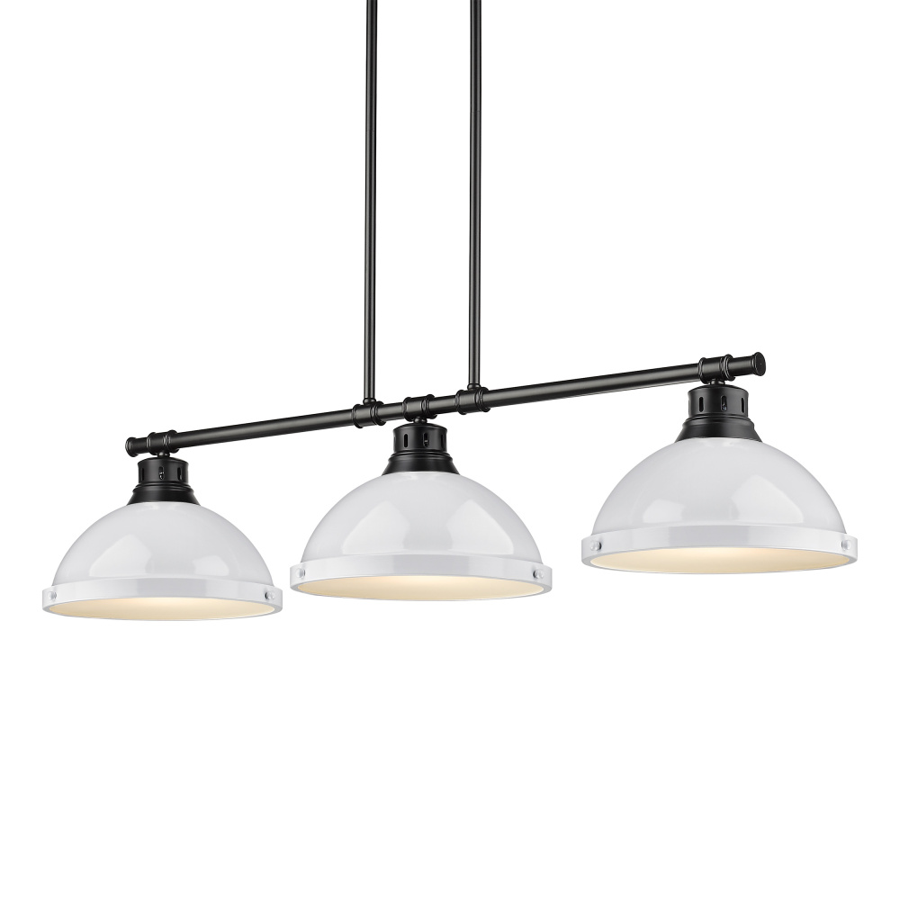 Yep by Golden Lighting Duncan 3-light Island Light in Matte Black and White shade