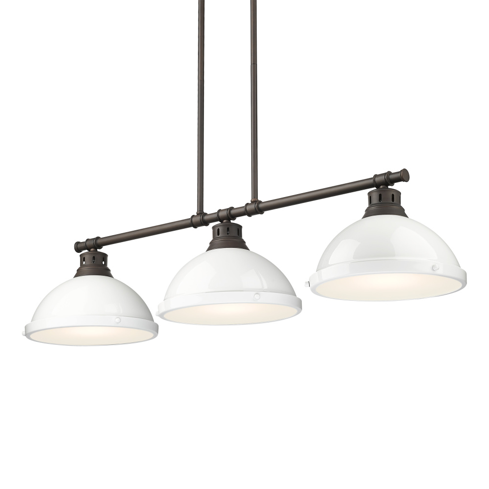 Yep by Golden Lighting Duncan 3-light Island Light in Rubbed Bronze and White shade