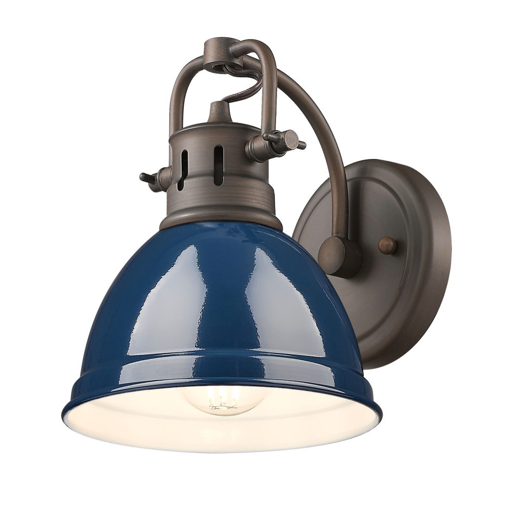 Yep by Golden Lighting Duncan 1-light Vanity in Rubbed Bronze and Navy Blue shade