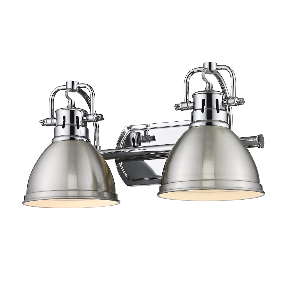 Yep by Golden Lighting Duncan 2-light Vanity in Chrome and Pewter shade