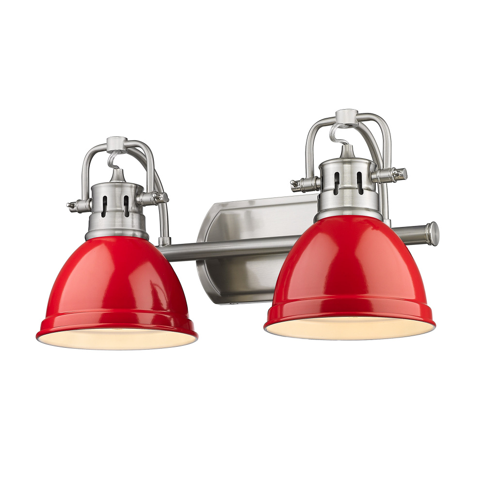 Yep by Golden Lighting Duncan 2-light Vanity in Pewter and Red shade