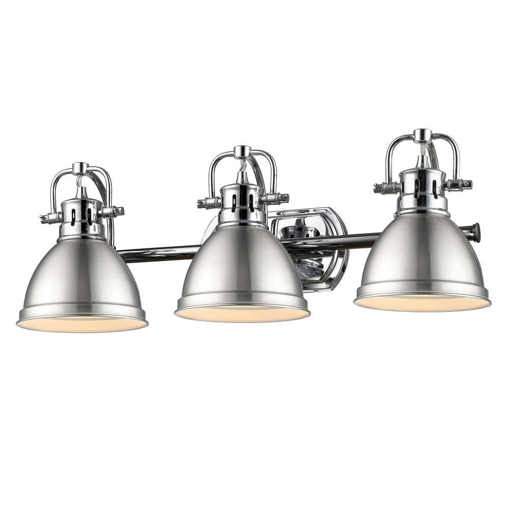 Yep by Golden Lighting Duncan 3-light Vanity in Chrome and Pewter shade