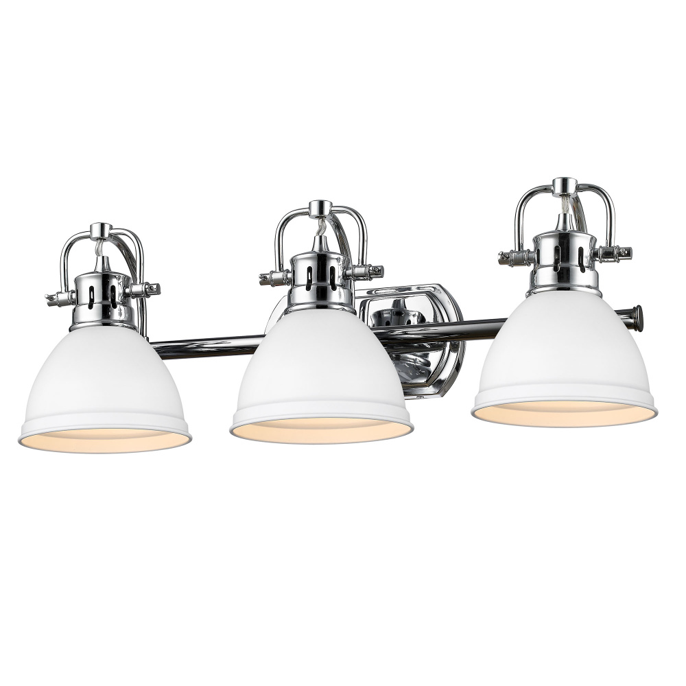 Yep by Golden Lighting Duncan 3-light Vanity in Chrome and Matte White shade