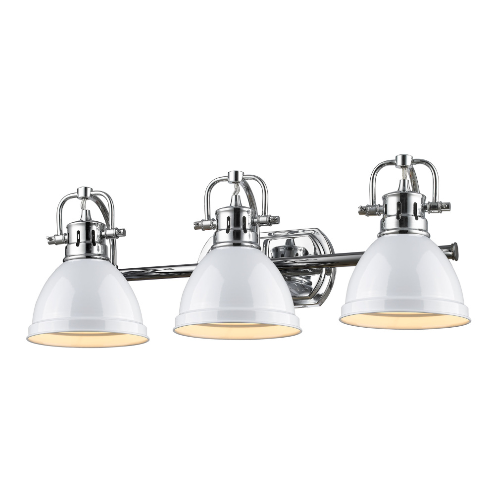 Yep by Golden Lighting Duncan 3-light Vanity in Chrome and White shade