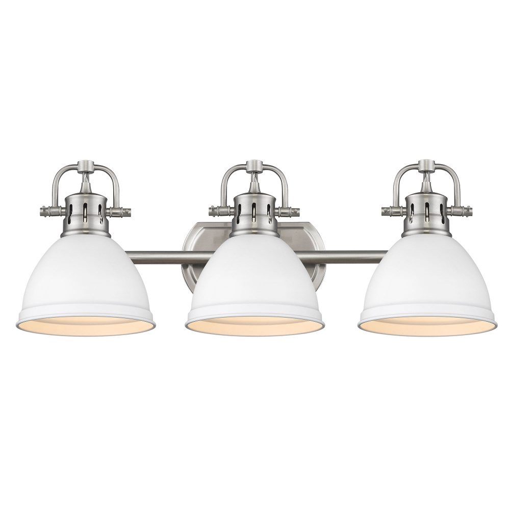 Yep by Golden Lighting Duncan 3-light Vanity in Pewter and Matte White shade