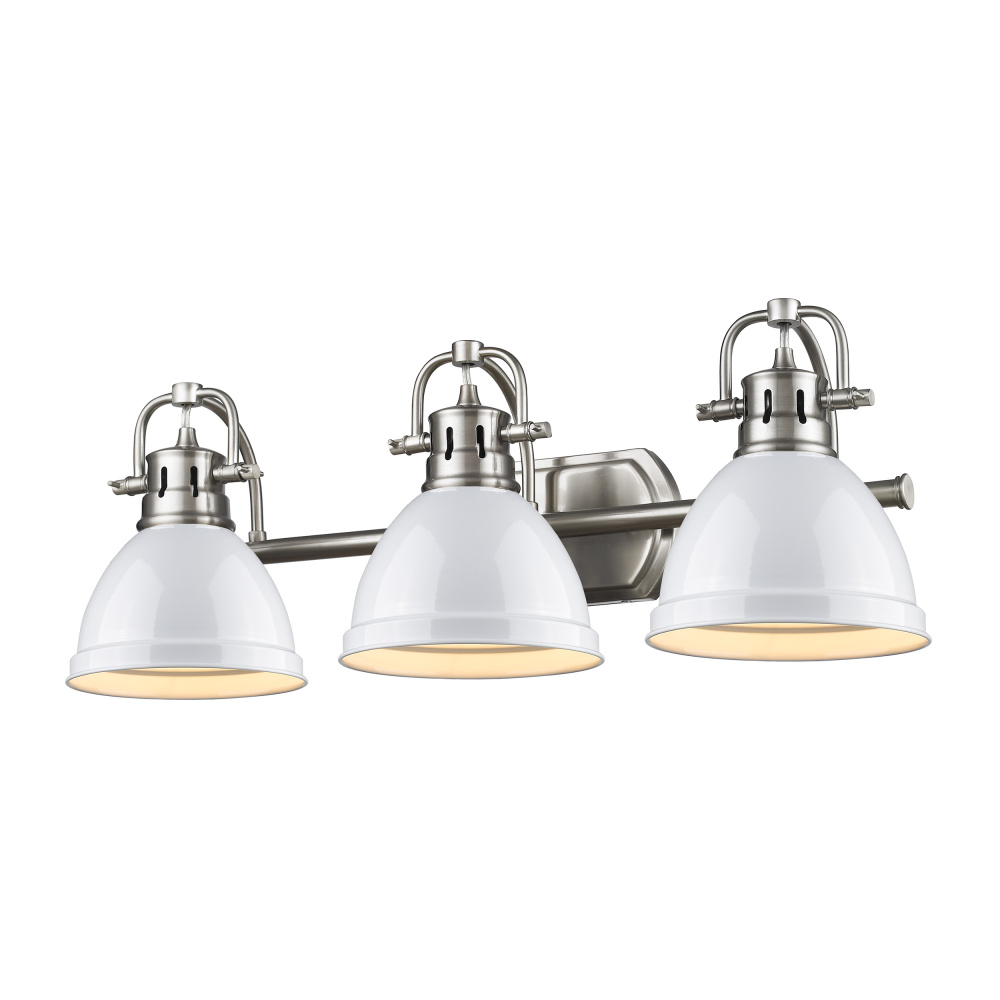 Yep by Golden Lighting Duncan 3-light Vanity in Pewter and White shade