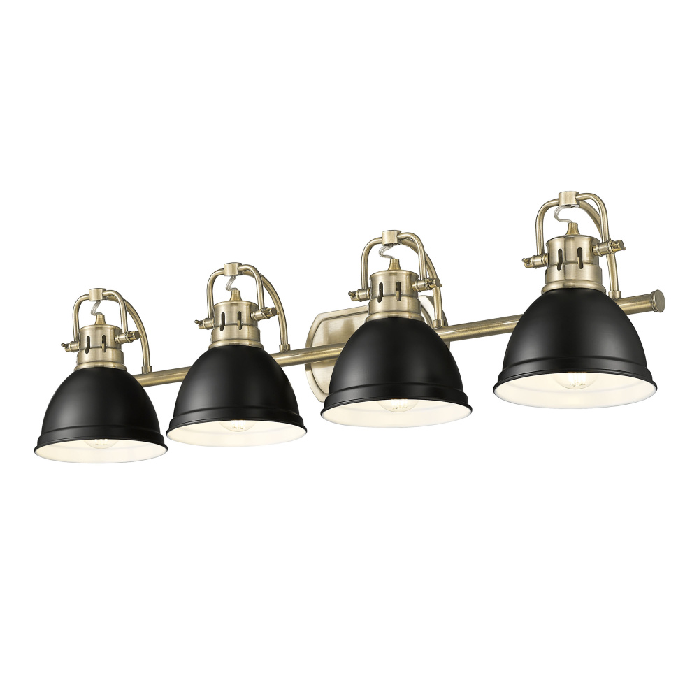 Yep by Golden Lighting Duncan 4-light Vanity in Aged Brass and Matte Black shade