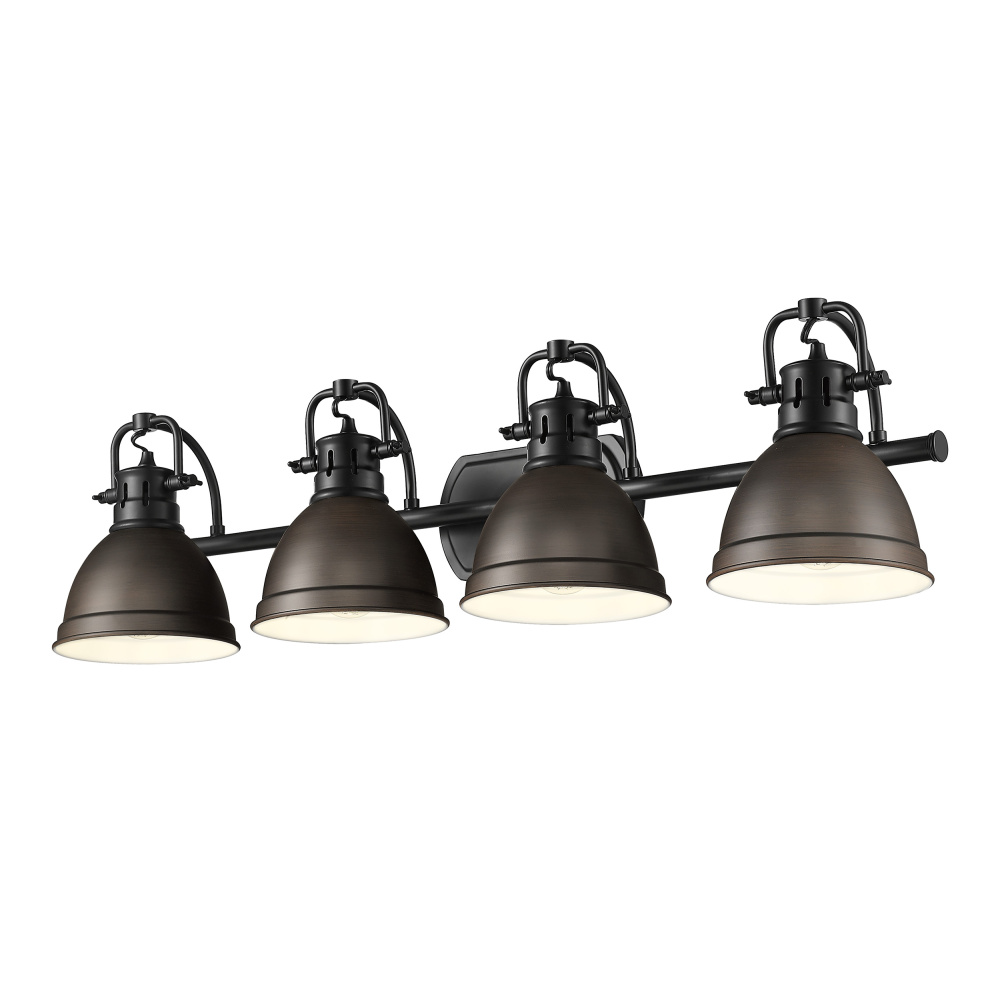 Yep by Golden Lighting Duncan 4-light Vanity in Matte Black and Rubbed Bronze shade