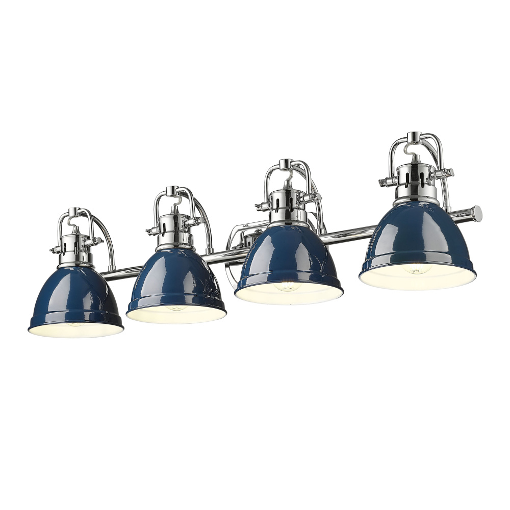 Yep by Golden Lighting Duncan 4-light Vanity in Chrome and Navy Blue shade