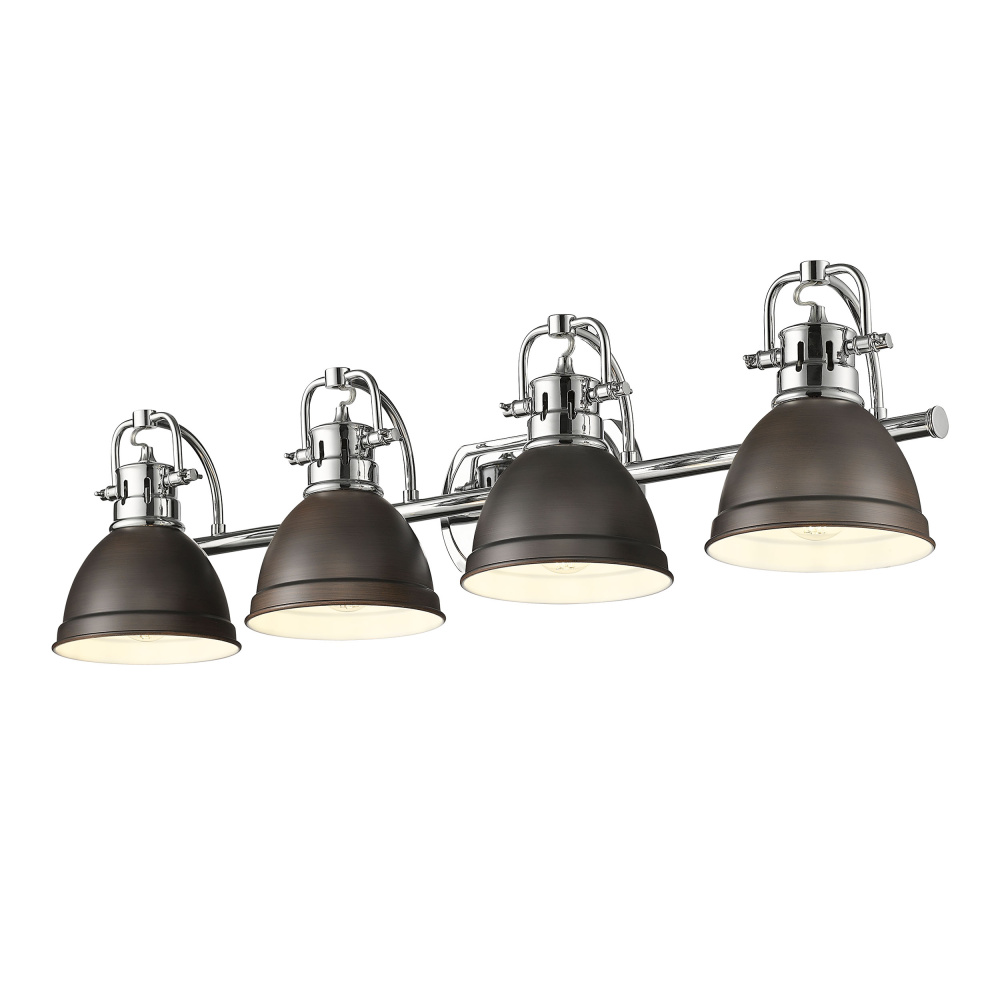 Yep by Golden Lighting Duncan 4-light Vanity in Chrome and Rubbed Bronze shade