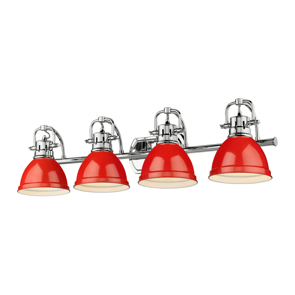 Yep by Golden Lighting Duncan 4-light Vanity in Chrome and Red shade