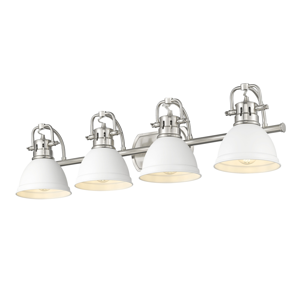 Yep by Golden Lighting Duncan 4-light Vanity in Pewter and Matte White shade