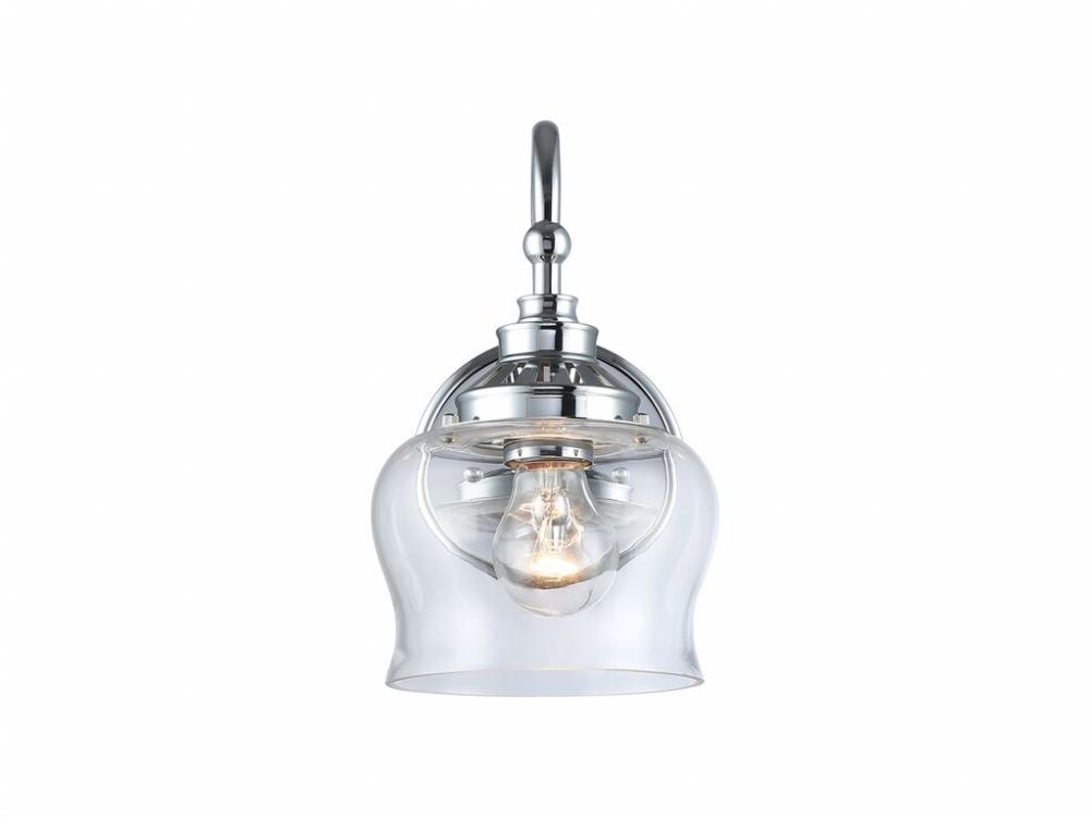 Daphne 1-Light Wall Sconce in Chrome with Clear Glass