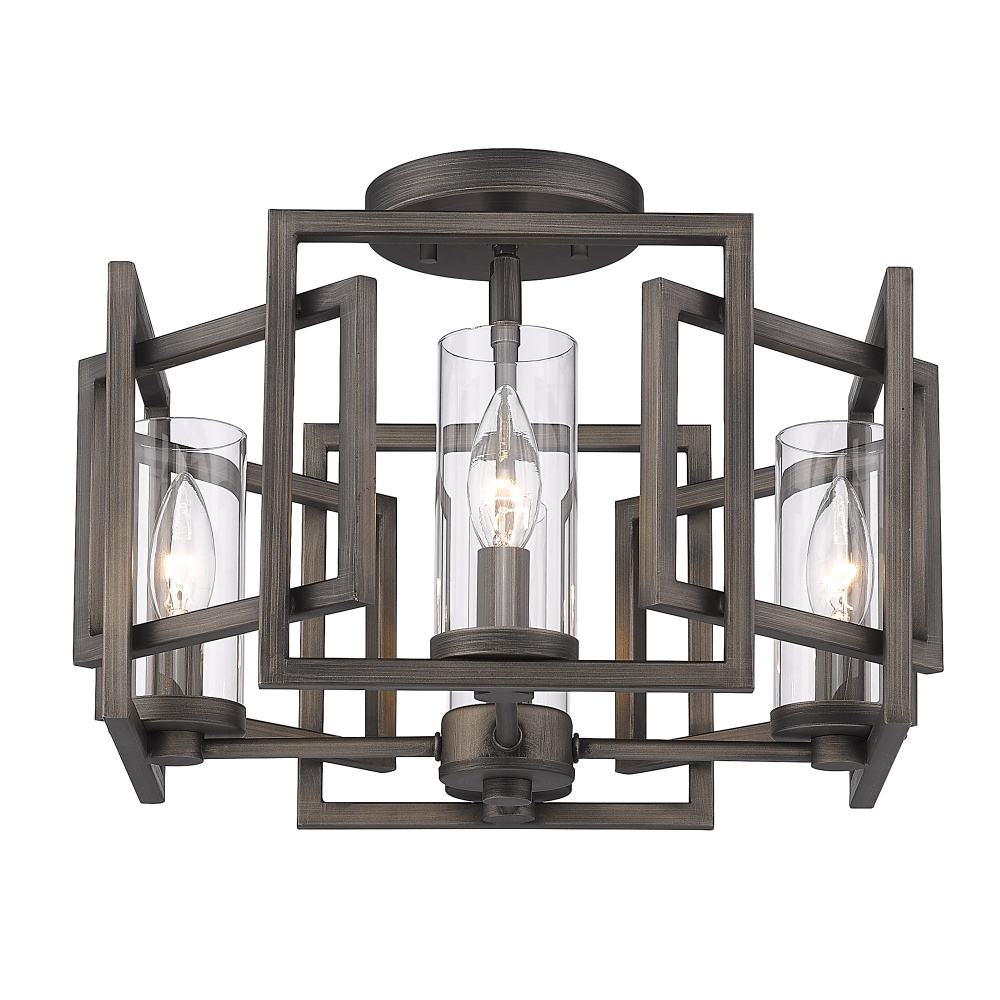 Golden Lighting Marco 4-light Flush Mount in Gunmetal Bronze