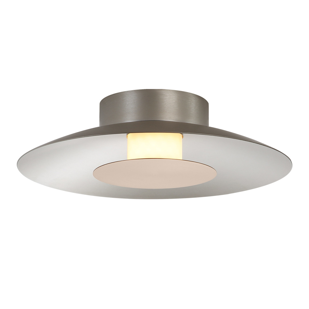 Yep by Golden Lighting Luma Integrated LED Flush Mount in Sand Nickel and French Gold shade