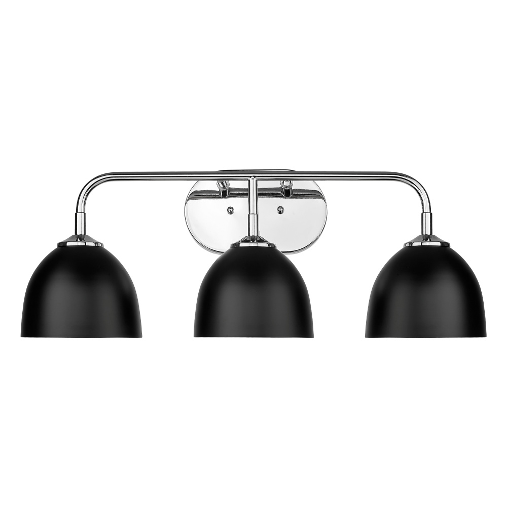 Yep by Golden Lighting Zoey 3-light Vanity in Chrome and Matte Black shade