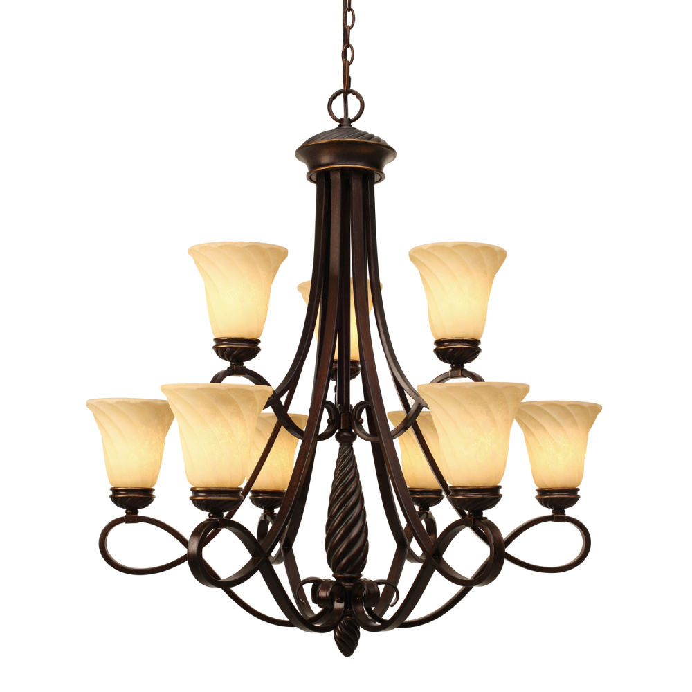Wry Lighting Torbellino 9-light Chandelier in Cordoban Bronze