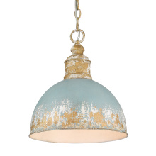 Golden 0809-M VG-TEAL - Golden Lighting Alison 1-light Pendant in Vintage Gold and Antique Teal shade