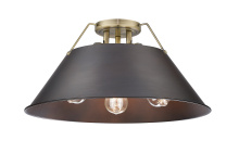 Golden 3306-3FM AB-RBZ - Yep by Golden Lighting Orwell 3-light Flush Mount in Aged Brass and Rubbed Bronze shade