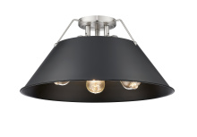 Golden 3306-3FM PW-BLK - Yep by Golden Lighting Orwell 3-light Flush Mount in Pewter and Matte Black shade