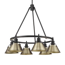 Golden 3306-6 BLK-AB - Yep by Golden Lighting Orwell 6-light Chandelier in Matte Black and Aged Brass shade