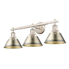 Golden 3306-BA3 PW-AB - Yep by Golden Lighting Orwell 3-light Vanity in Pewter and Aged Brass shade
