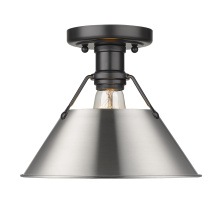 Golden 3306-FM BLK-PW - Yep by Golden Lighting Orwell 1-light Flush Mount in Matte Black and Pewter shade