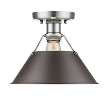 Golden 3306-FM PW-RBZ - Orwell 1-Light Flush Mount in Pewter with Rubbed Bronze