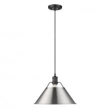 Golden 3306-L BLK-PW - Orwell 14" Wide Large Pendant in Matte Black with Pewter