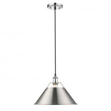 Golden 3306-L CH-PW - Orwell 14" Wide Large Pendant in Chrome with Pewter