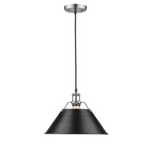 Golden 3306-L PW-BLK - Orwell 14" Wide Large Pendant in Pewter with Matte Black