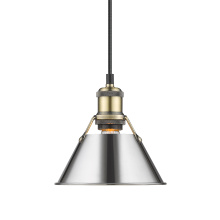 Golden 3306-S AB-CH - Yep by Golden Lighting Orwell 1-light 8in Pendant in Aged Brass and Chrome shade