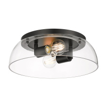 Golden 3602-14 BLK-CLR - Yep by Golden Lighting Duncan 2-light Flush Mount in Matte Black and Clear Glass