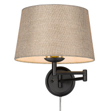 Golden 3692-A1W BLK-NS - Wry Lighting Eleanor 1-light Swing Arm Wall Lamp in Matte Black and Natural Sisal shade