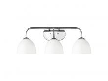 Golden 6956-BA3 CH-WHT - Zoey 3-Light Vanity Light in Chrome with Matte White